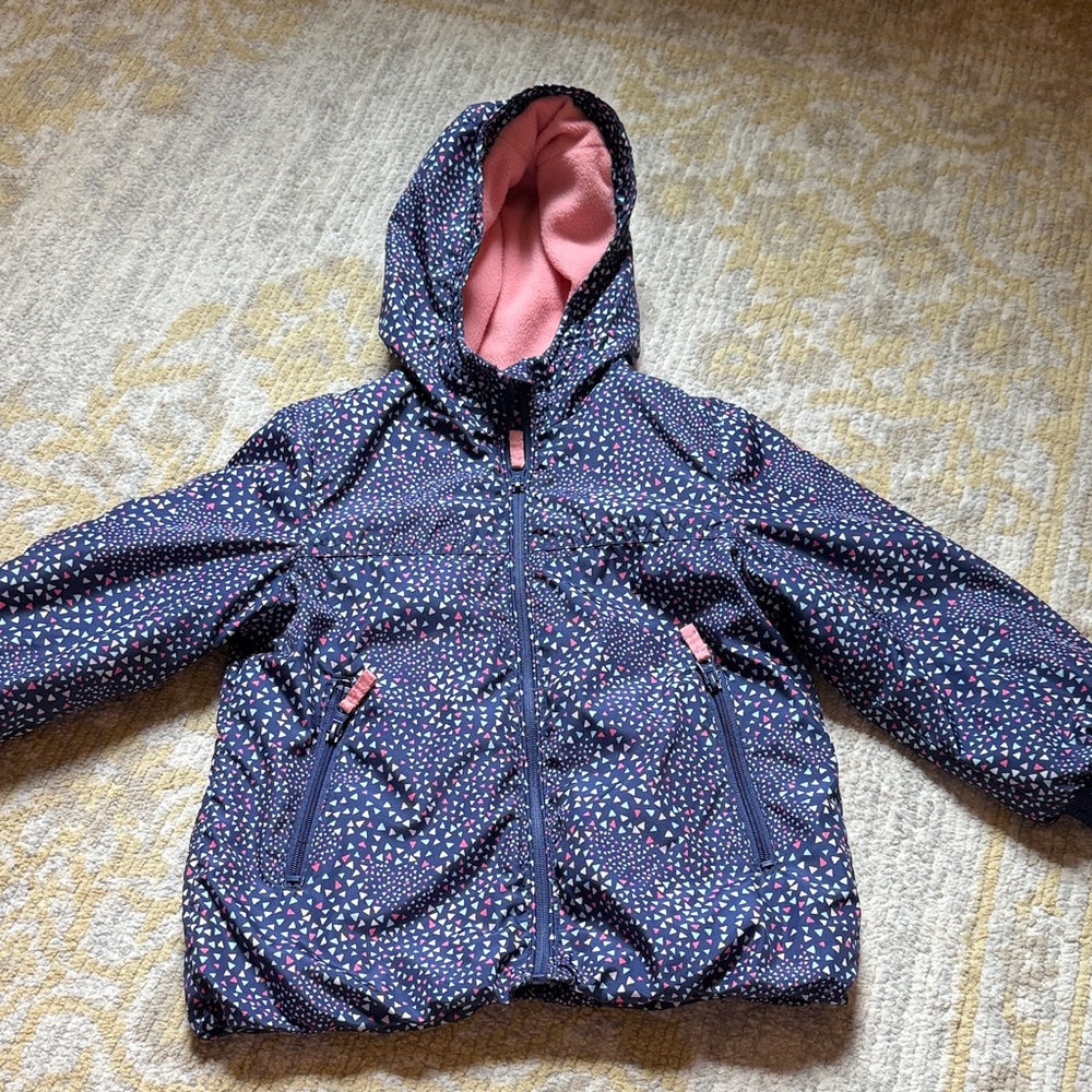 OshKosh B'gosh Navy and Pink Polka Dot Midweight Coat